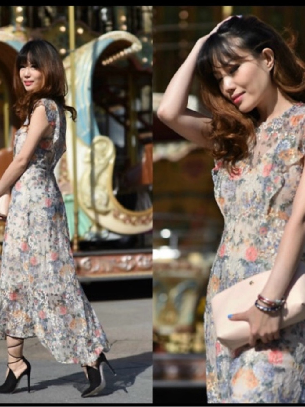Zara Lace Midi Dress Multi Floral Cap Sleeve Size M - Picture 8 of 9